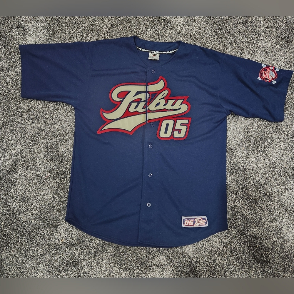 FUBU jersey, blue vintage hip hop t-shirt, 90s hip-hop clothing, 1990s size L